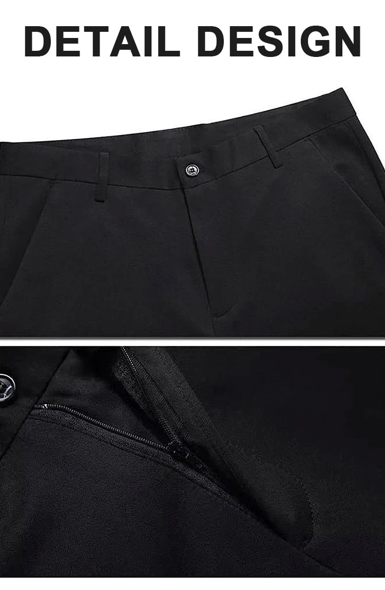 Male Pants Stretch Solid Black Smart Casual Men's Trousers Office Quick Dry Suit Pants New Spring Autumn Korean Straight Pants