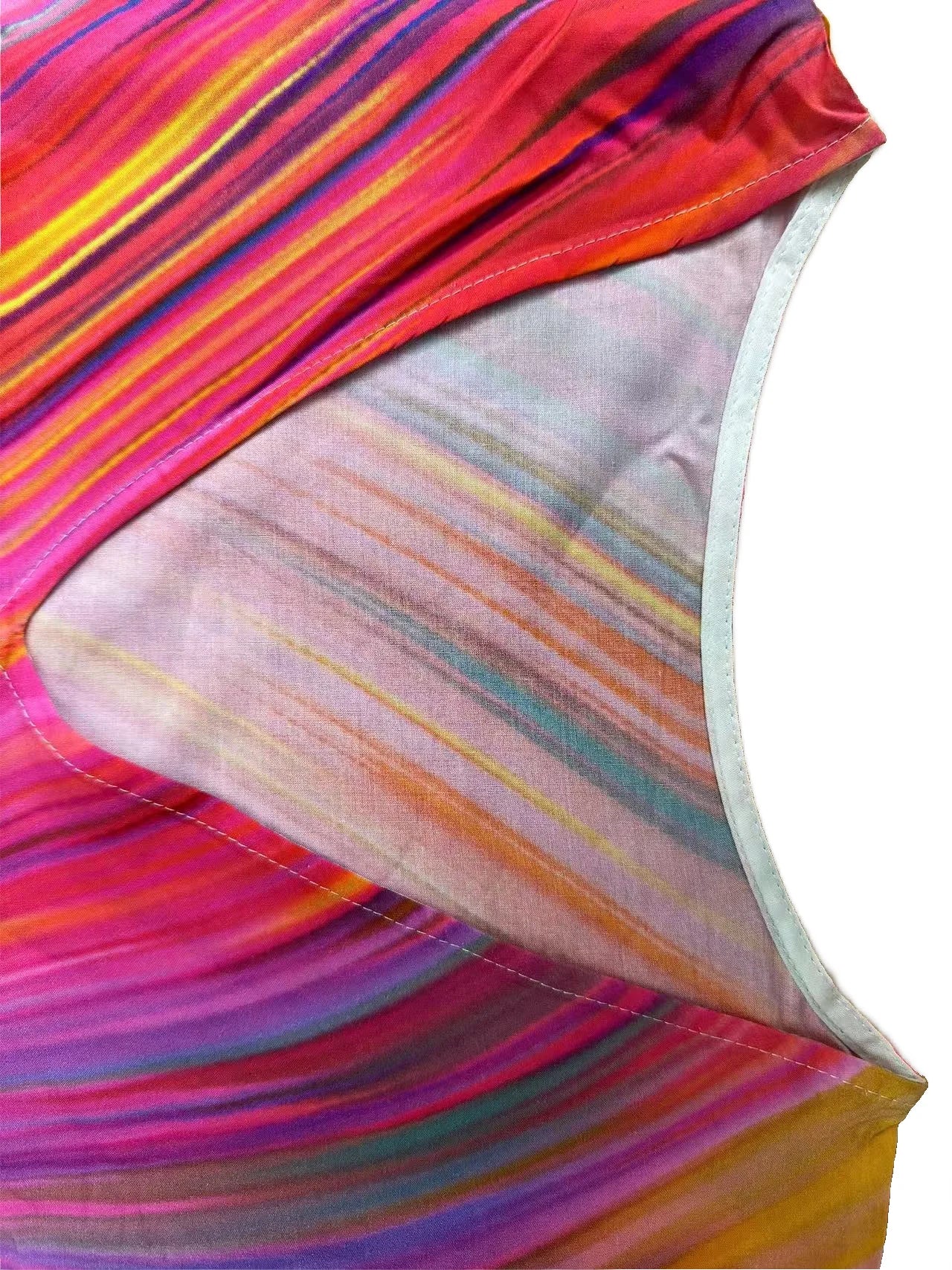 Summer Beach Bohemian Beach Wind V-Tie Side Slits Vacation Skirt Beach Skirt Blouse