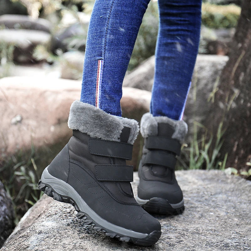 Boots for Women Platform Outdoor Snow Boots Non-slip Winter Walking Shoes Fur Warm Ankle Boots Wedge Waterproof Thigh High Boots