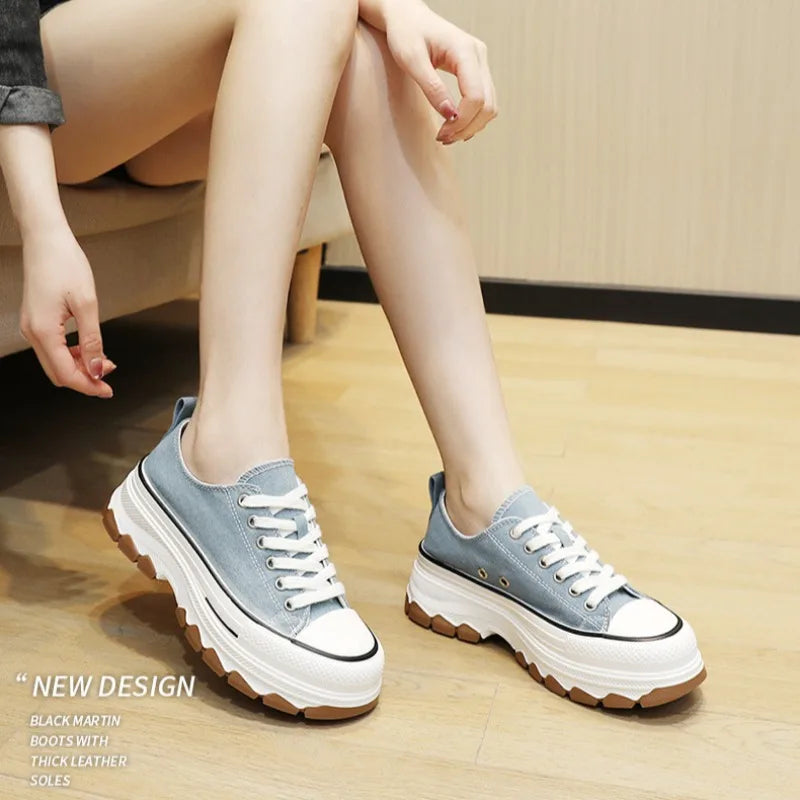 Summer Hot Sale Women's Canvas Shoes Fashion Breathable Platform Sneakers Female Flats Shoe Korean Trendy All-match Casual Shoes