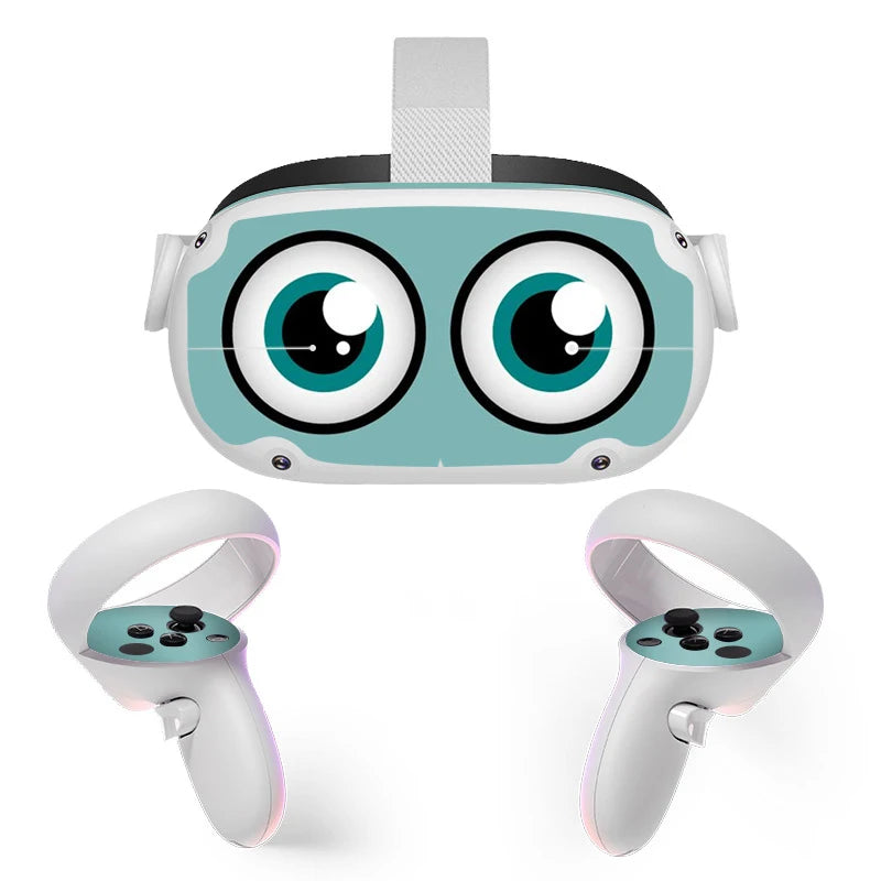 Sticker Vinyl Skin for Oculus Quest 2 VR Headset Controller PVC Decals Halloween Pattern Wrap Cover for Meta Quest2 Accessories