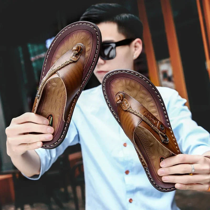 Men Handmade Braided Rope Flip-flops Mixed Colors Low Gang Summer Casual Outdoor Breathable Beach Shoes Non-slip Oxfords Slides