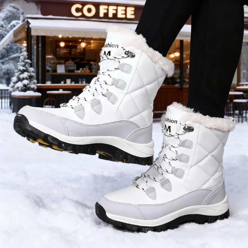 2025 Hot Trend Women's Winter Snow Boots Warm Plush Lined Mid Calf Boots Waterproof Anti Slip Outdoor Snow Women's Hiking Shoes
