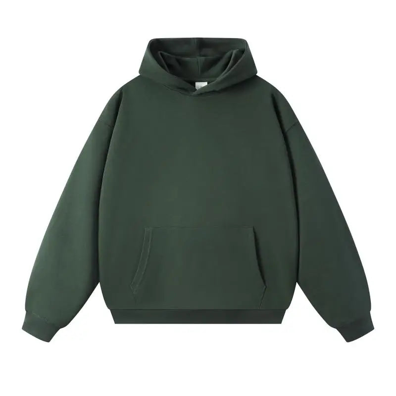 750g Terry Hooded Sweatshirt Autumn Winter Style Drop Shoulder Loose Trendy Pullover Hoodie Casual Solid Color Jacket Unisex