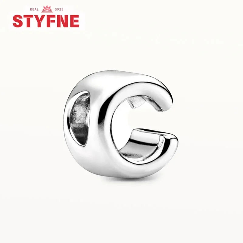 Silver 925 26 Letter A-Z Alphabet Charm Fine Beads Fit Original Charms Silver Bracelet DIY Fine Jewelry for Women Gifts Making