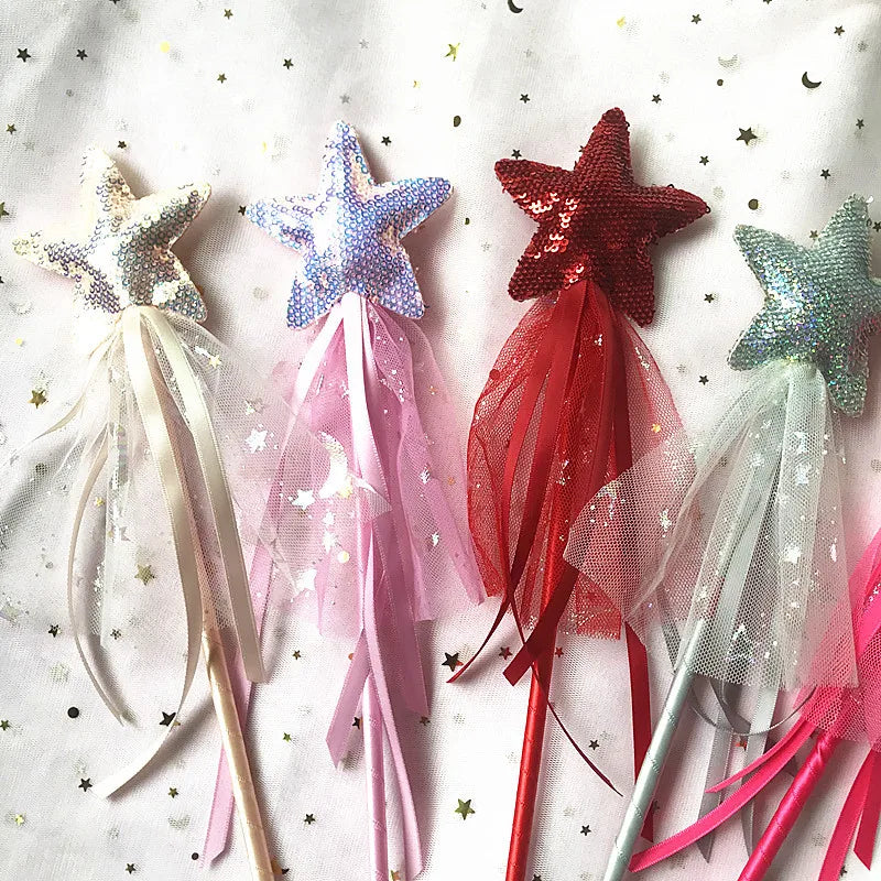 Fashion Baby Girl Princess Dreamlike Sequins Star Stick Fairy Wand Birthday Gift Party Christmas Halloween Accessary