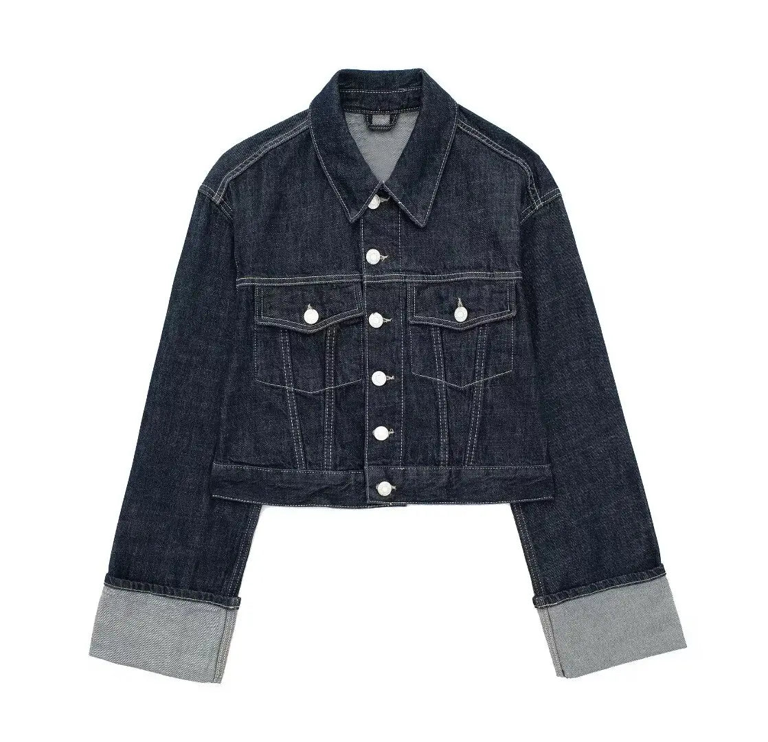 HH Women Vintage Denim Jacket Pant Sets Single Breasted Lapel Long Sleeve Coat Wide Leg Trousers Jeans High Street Outfits