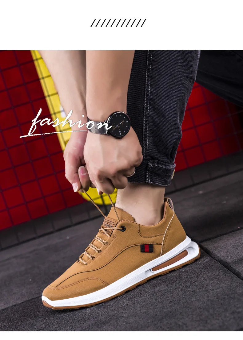 Men's PU Leather Sneakers Business Casual Shoes for Man Outdoor Breathable Sneakers Male Fashion Loafers Walking Footwear Tenis