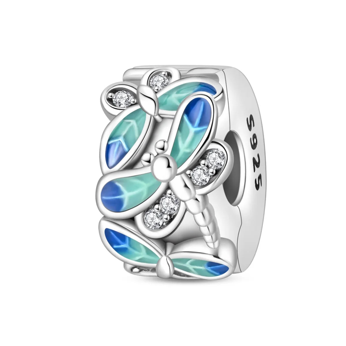 New 925 Sterling Silver Gradient Blue Four-leaf Clover Pink Iris Charm Fit Original Bracelet DIY Jewelry Accessories Beads