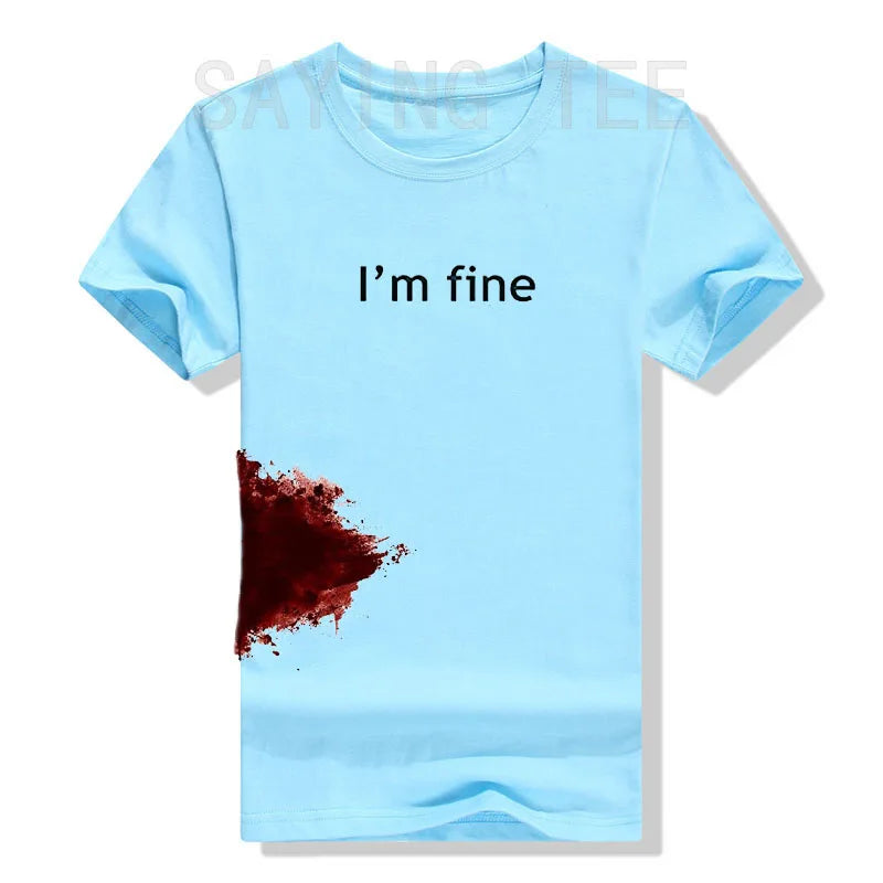 I'm Fine Graphic Novelty Sarcastic Movie Halloween Costume Humor Scary Funny T Shirt Gifts for Women Men Clothing Graphic Tee