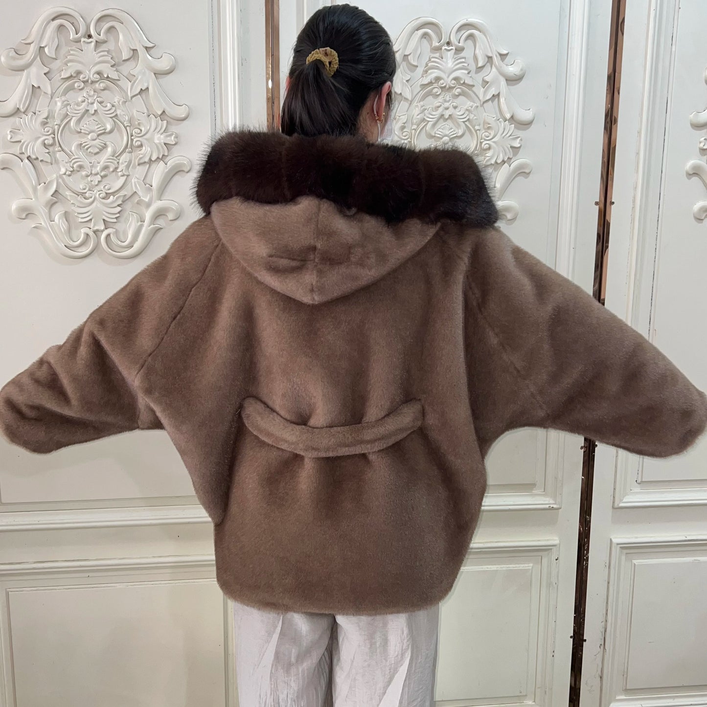 Artificial Imitation Mink Fur Fashionable Korean Style Loose Women's Hat Jacket Fur Coat
