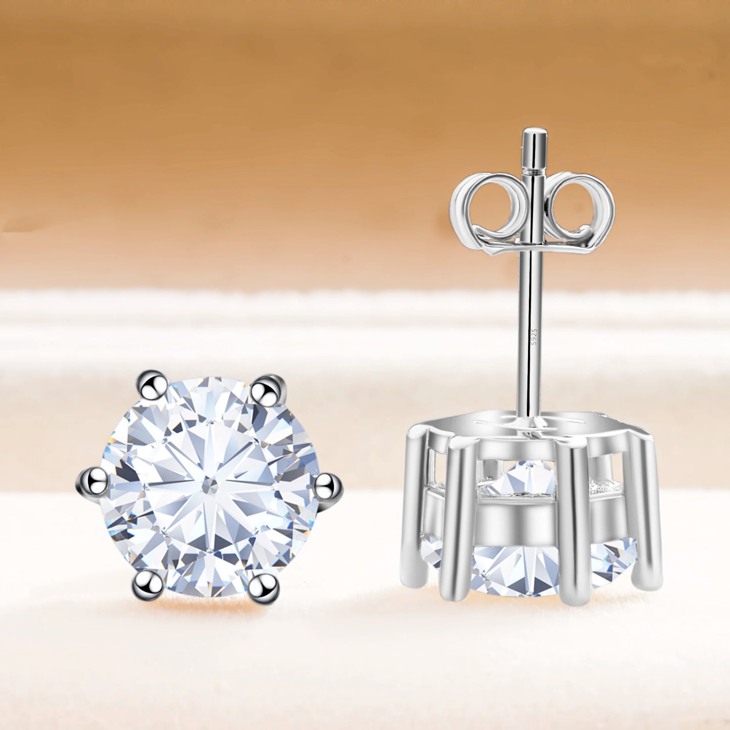 TY D Color Brilliant Round Cut Lab Moissanite Dia Stud Earrings For Women 925 Sterling Silver Plated Wedding Fine Jewelry Gift