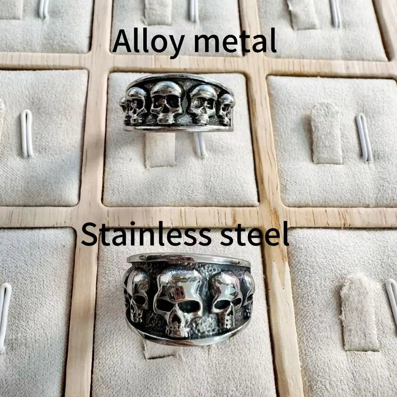 100% stainless stell Retro Vintage Gothic Death Skull Skeleton Cocktail Party Biker Statement Halloween Ring
