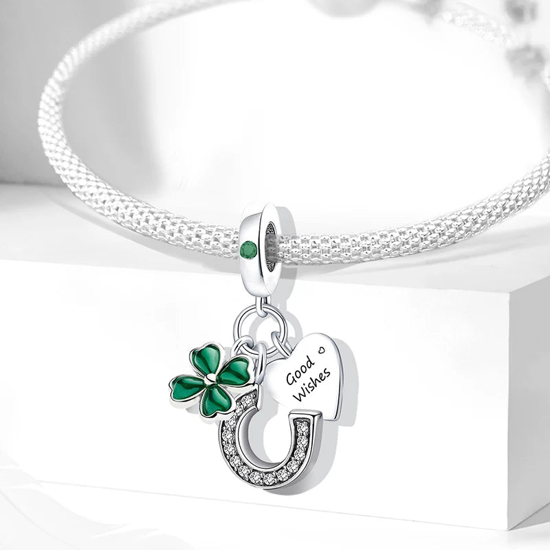 Fit Pan 925 Original Bracelets Love Heart Flower Four Leaf Clover Turtle 925 Silver Charms Beads DIY Birthday Jewelry Gift