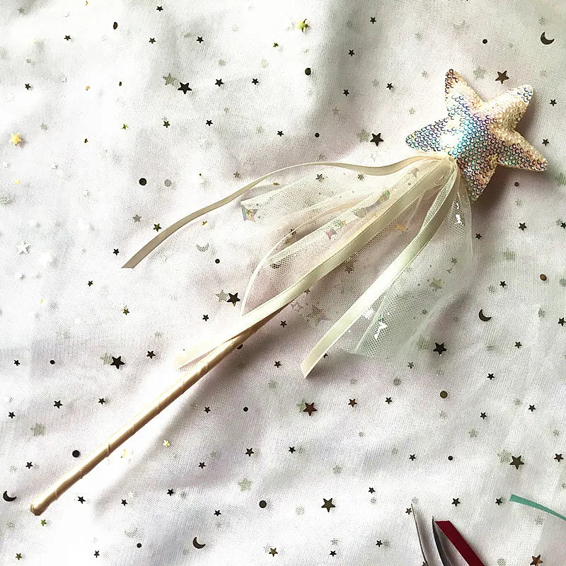 Fashion Baby Girl Princess Dreamlike Sequins Star Stick Fairy Wand Birthday Gift Party Christmas Halloween Accessary