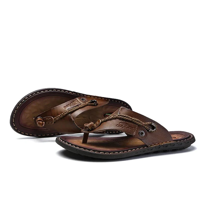 Men Handmade Braided Rope Flip-flops Mixed Colors Low Gang Summer Casual Outdoor Breathable Beach Shoes Non-slip Oxfords Slides