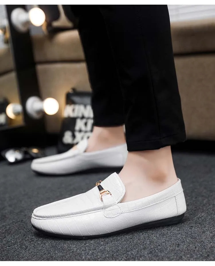 Autumn trend of 2025 men's bean shoes checkerboard casual men's shoes compound Leather men's flat shoes men's driving Size 39-46