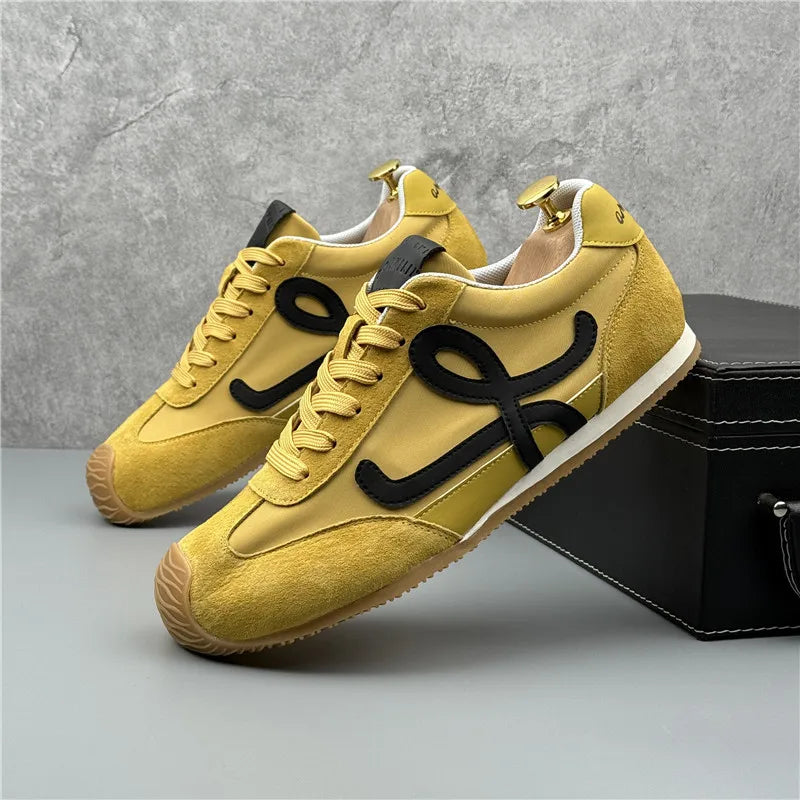 Mens Leather Shoes Fall Fashion Sneakers for Driving Walking Office, Comfortable Men Slip on Skate Flats Non Slip Youth Shoes