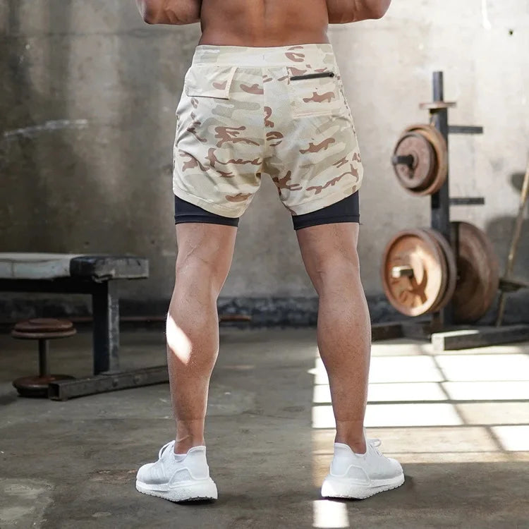 Camo Running Shorts Men Gym Sports Shorts 2 In 1 Quick Dry Workout Training Gym Fitness Jogging Short Pants Summer Men Shorts