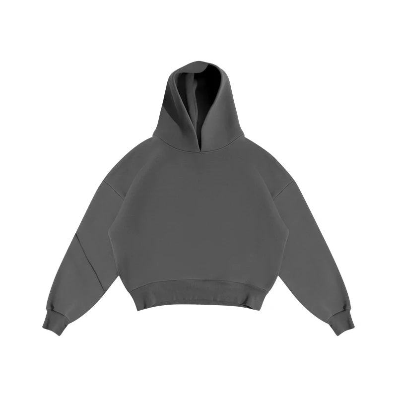 Casual Solid Hooded Pullover Straight Pants 2 Piece Set Tracksuit For Male Fashion Loose Hoodies Sweatshirt Wide Leg Sweatpants
