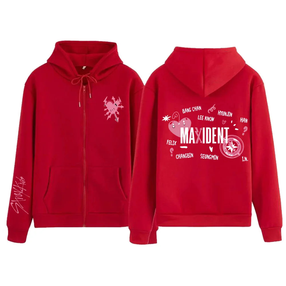 Kpop New Stray Kids Maxident Concert Same Style Hoodie Casual Hooded Sweatshirt