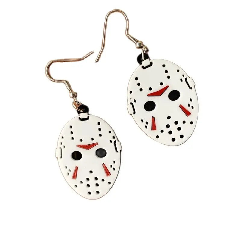 Hot Face Mask Earrings Face Hollow Personality Horror Movie Mask Earrings Halloween Acrylic Earrings Gift