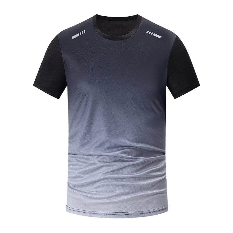 1/2/4/6-piece Men's Seasonal Sports Style Gradient Quick Drying Multi-color Short Sleeved Top Casual Running Black Shorts Set