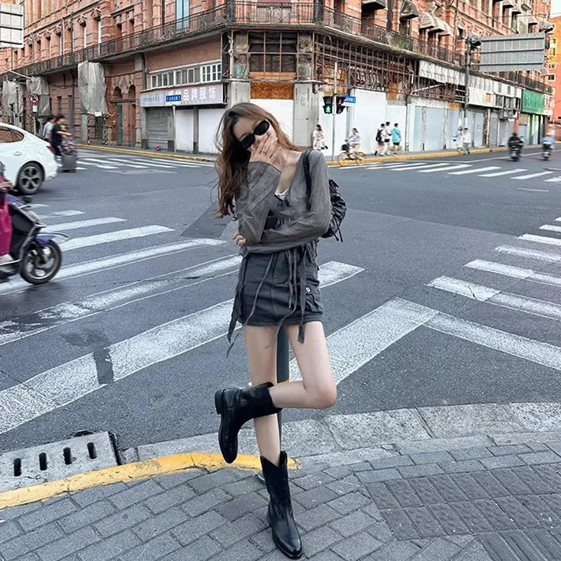 New Fashion Boots for Women Spring/Autumn Square Heel Female Mid-Calf Boots Ladies Slip-On Pointed Toe WESTERN Boots Women