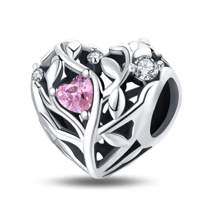 925 Sterling Silver Classic Retro Lotus Heart-Shaped Charms Beads Fit Original Pandach Bracelets Fine DIY Anniversary Jewelry