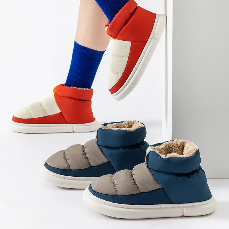 Mens Shoes Cute Plush Winter Warm Cotton Shoes Female Outdoor Non-slip Light Down Leisure Platform Footwear Ankle Short Boots