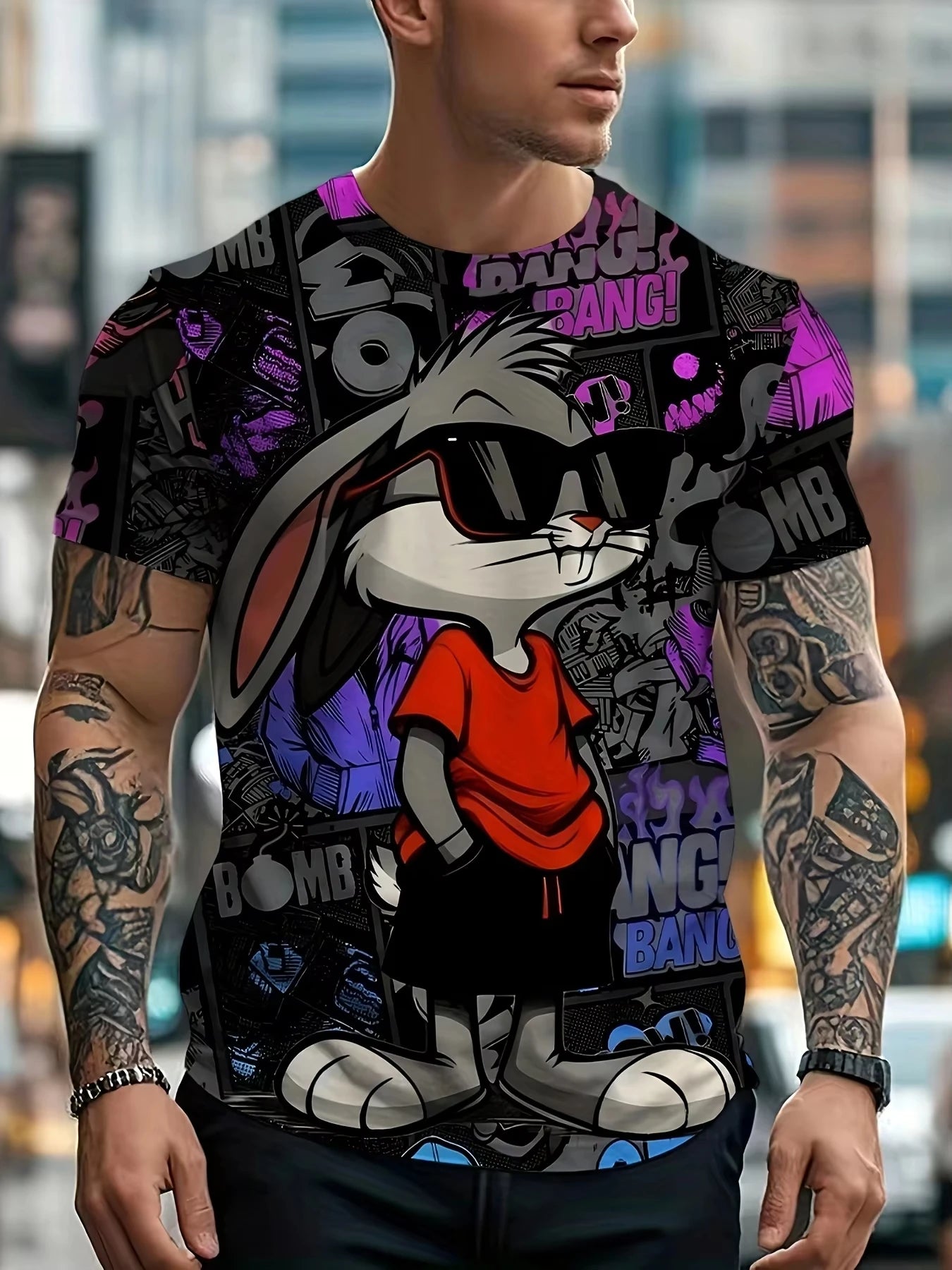 Cartoon Bugs Bunny Printed T-shirt Men Women Summer Funny Rabbit Short Sleeved Casual T Shirts Unisex Men‘s O-neck Tops Tees