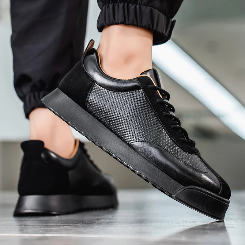 Luxury Fashion Men's Casual Shoes Leather Walking Sneakers Retro Platform Sport Shoes Comfortable Flats for Men Zapatos Hombre