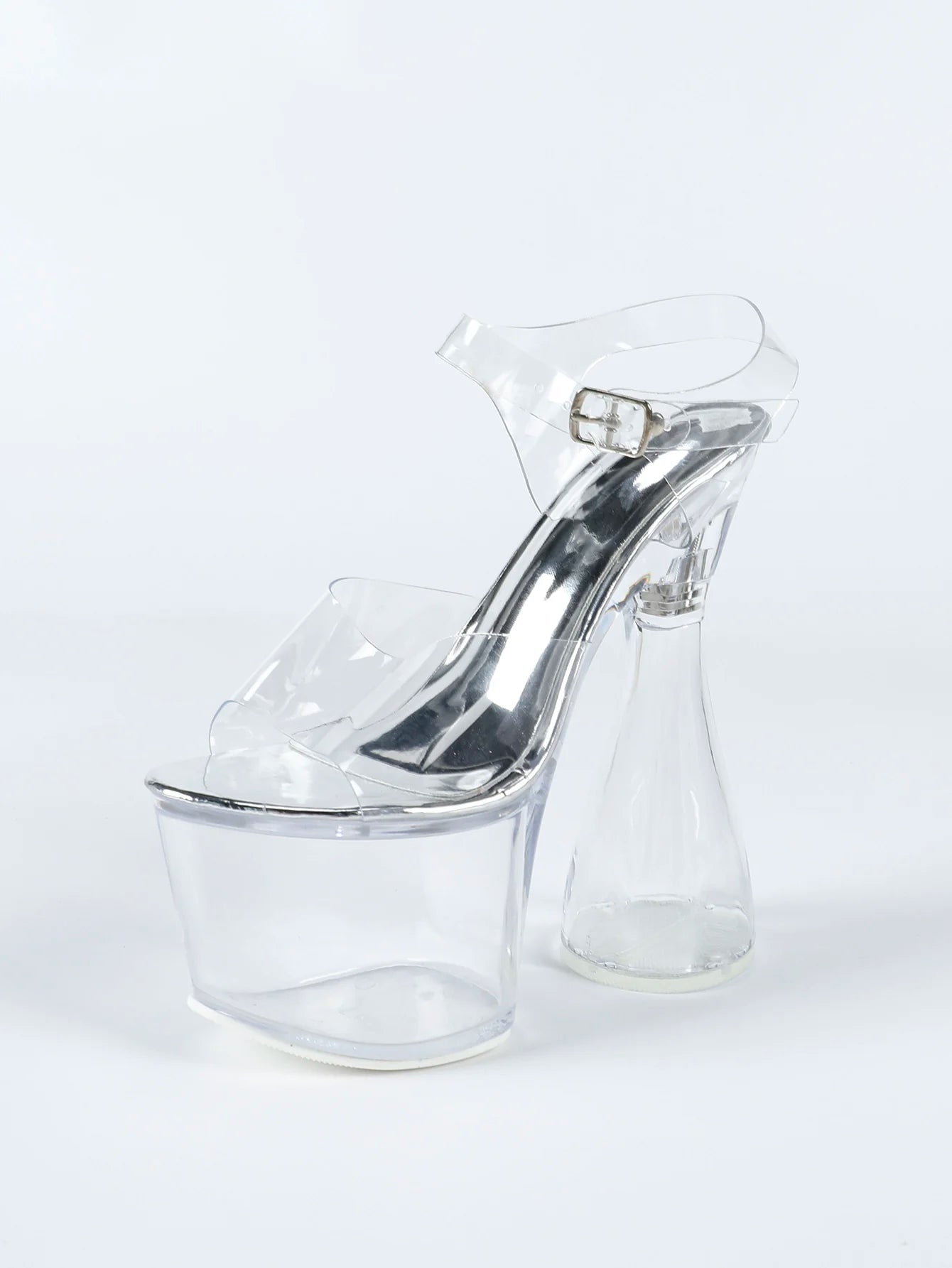 Crystal Clear Shoes For Women 18CM Super High Heel Summer Runway Thick Platform Sandals Transparent PVC Nightclub Exotic Heels