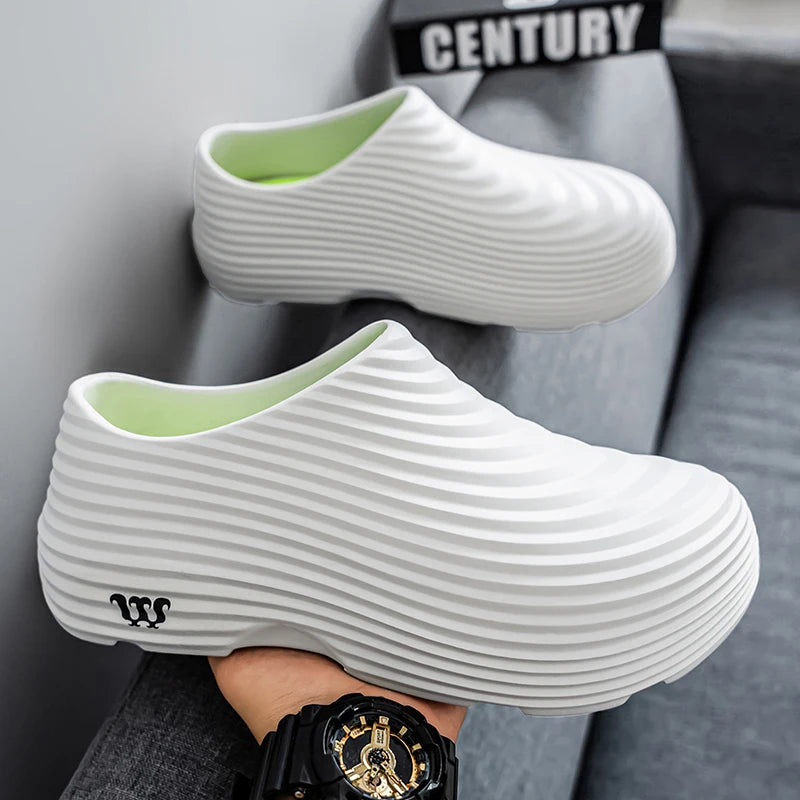 Waterproof Rubber Sandals Soft Comfort Kitchen Chef Shoes for Men Summer Beach Shoes Yacht Outdoor Casual Camping River Creek