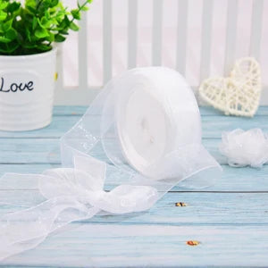 50 Yards Sheer Chiffon Ribbon Organza Lace Ribbons For DIY Crafts Christmas Halloween Wedding Decoration Gift Wrapping Fabric
