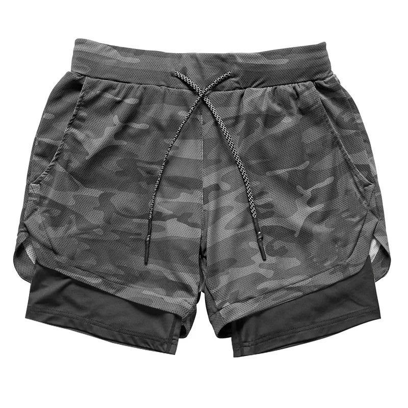 Camo Running Shorts Men Gym Sports Shorts 2 In 1 Quick Dry Workout Training Gym Fitness Jogging Short Pants Summer Men Shorts