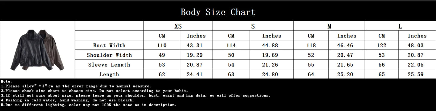 KONDALA Leather Zipper Jacket Women's Fall Winter Standing Collar Faux PU Jacket Coat 2025 Fashion High Street Ladies Y2K Jacket