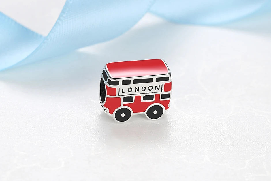 Original 925 Sterling Silver Charms Camera Suitcase London Bus Love Heart Beads Fit Bracelets Necklaces DIY Jewelry Women
