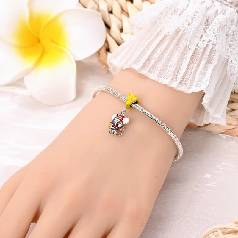S925 Sterling Silver Owl Squirrel Bear Hedgehog Cute Animal Series Creative Charms Beads Fit Pan Original Bracelets DIY Jewelry