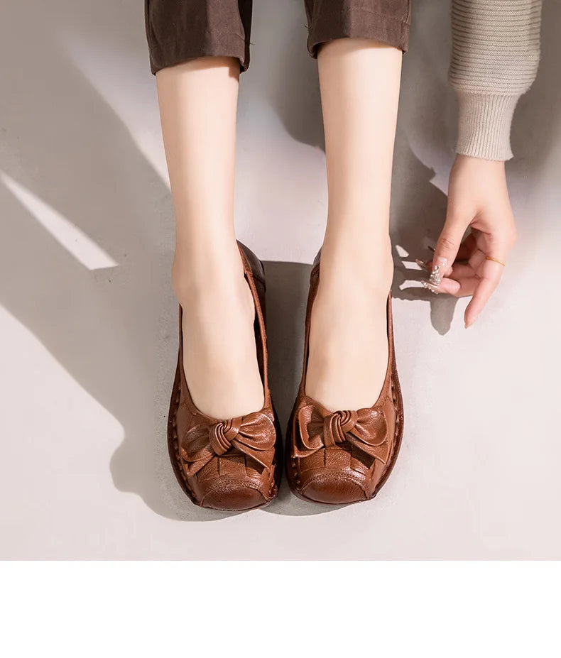 GKTINOO 4cm Weave Genuine Leather Flats Platform Wedge Loafer Women Oxfords Vintage Ethnic Summer Comfy Soft Soled Casual Shoes