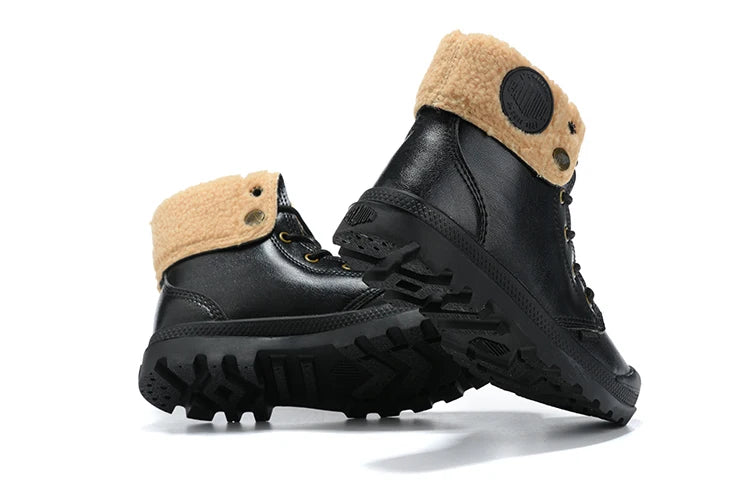 PALLADIUM Pampa 2025 Men Women Oil Wax Skin Lamb Wool Leather Ankle Boots Outdoor Dual Purpose Walking Shoes Desert Shoes