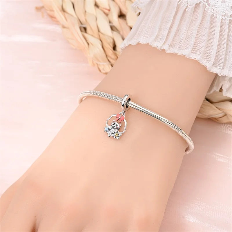S925 Sterling Silver Owl Squirrel Bear Hedgehog Cute Animal Series Creative Charms Beads Fit Pan Original Bracelets DIY Jewelry