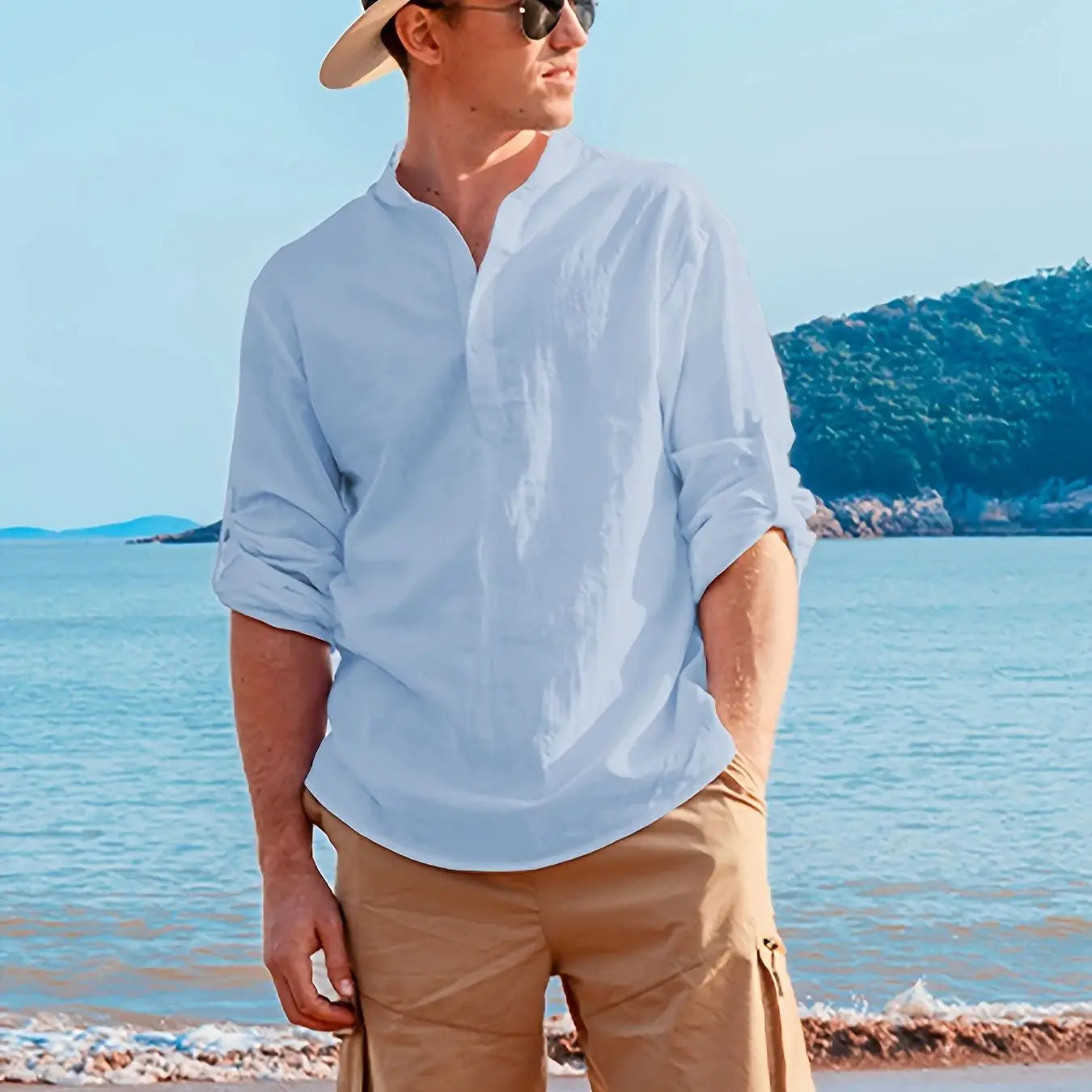 Men's Casual Fashion Long Sleeve Linen Shirt Stylish Comfortable Breathable Men's Clothing