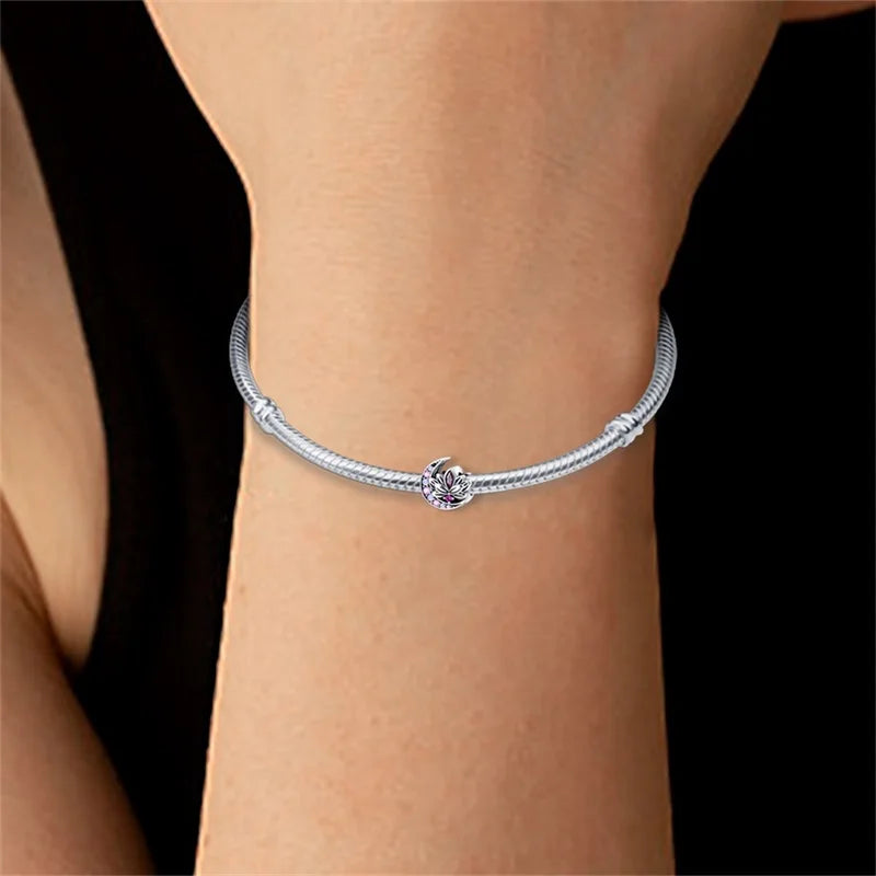 925 Sterling Silver Classic Retro Lotus Heart-Shaped Charms Beads Fit Original Pandach Bracelets Fine DIY Anniversary Jewelry