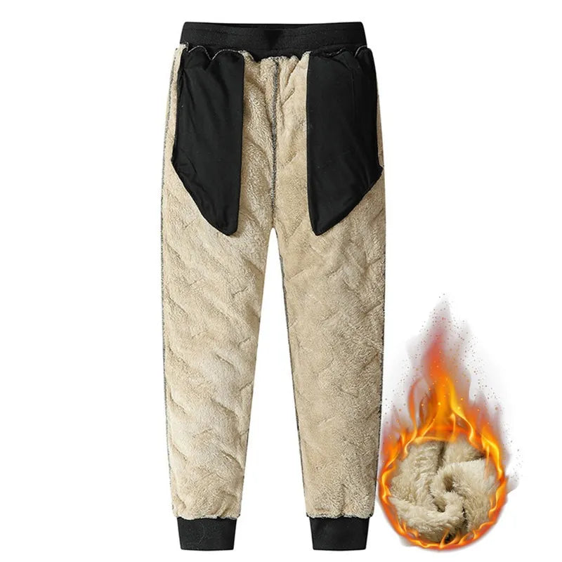 Clearance_Winter Sweatwear Men Plush Thick Fleece Sweatpant Lambswool Thermal Trousers Casual Pants Waterproof Windproof Warm Co