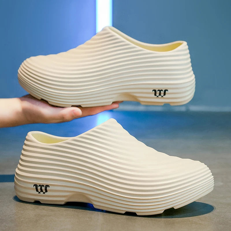 Waterproof Rubber Sandals Soft Comfort Kitchen Chef Shoes for Men Summer Beach Shoes Yacht Outdoor Casual Camping River Creek