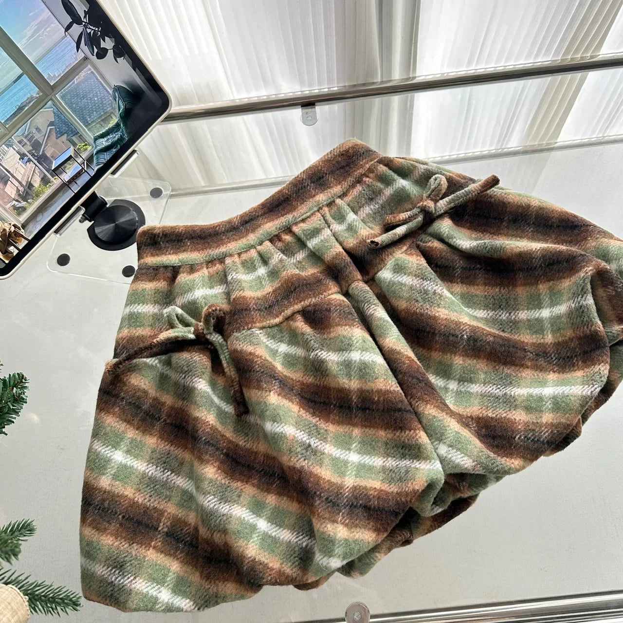 Autumn Winter Korean Cute Knitt 3 Piece Set Women Y2k Outfits Long Sleeve Crop Sweater + Knit Lapel Tank Tops + Mini Plaid Skirt