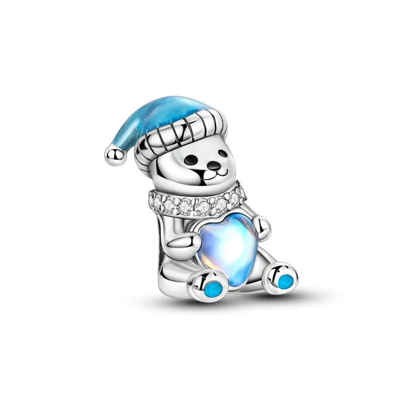 New Fireplace Snowman Sweater Sweet Romantic Christmas Winter Theme Charms Beads Fit Pan 925 Original Bracelets DIY Fine Jewelry