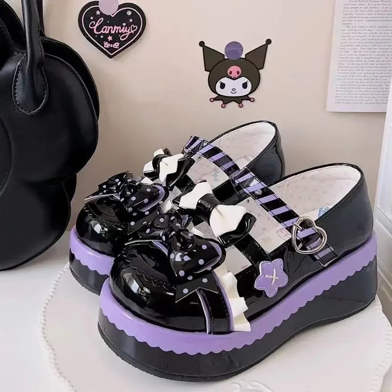Lovely Girls Lolita Shoes Monk Straps High Heels Flat Platform Sweet Mary Jane Shoes