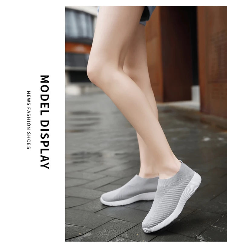 Women Vulcanized Shoes High Quality Women Sneakers Slip On Flats Shoes Women Loafers Plus Size 43 Walking Flat